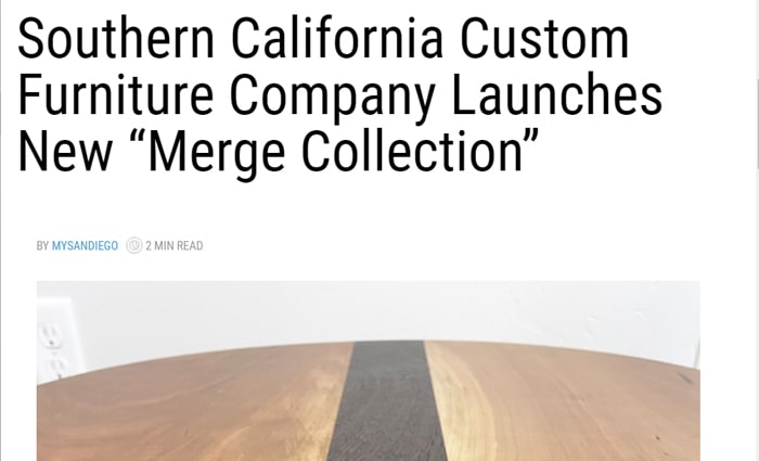 MySanDiego Feature Article About Smith Farms “Merge Collection” of Custom Tables