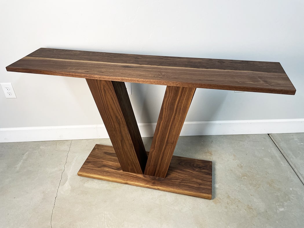 custom console table in walnut