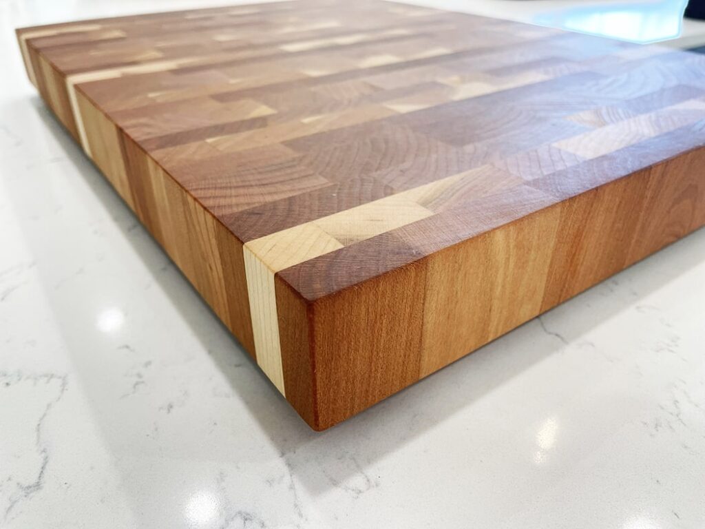 custom end-grain cutting board in Cherry