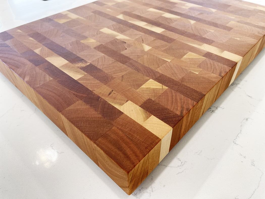 custom end-grain cutting board in Cherry